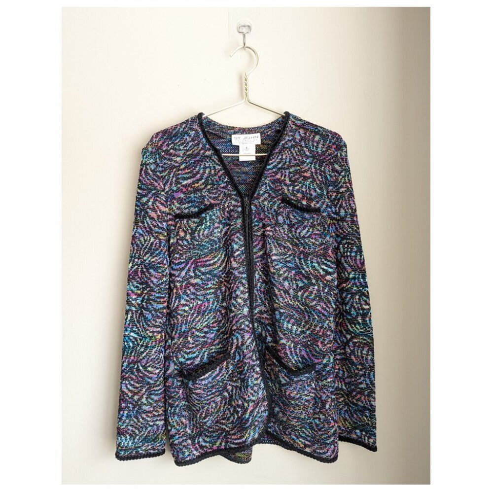 St. John Collection Rainbow Knit Zip Cardigan Jacket